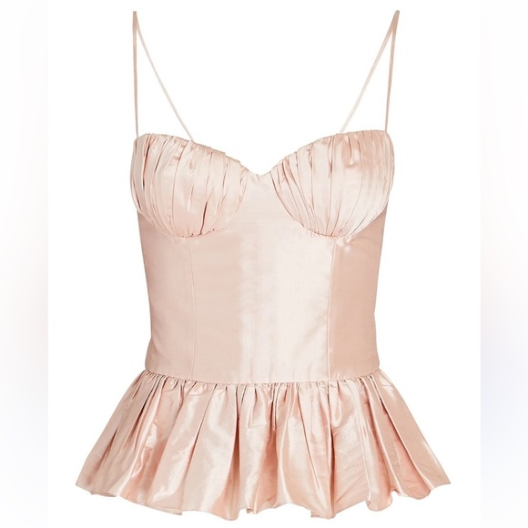 Rozie Corsets Tops - Rozie Corsets Silk Satin Peplum Corset Top Pink